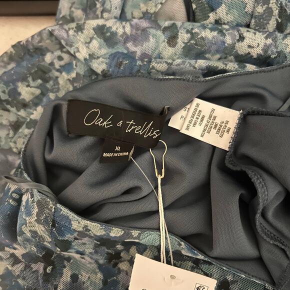 Oak & Trellis Dress NWT SZ XL Midi Oceanview Baby Doll Long Sleeve Sheer HOCO - Picture 8 of 11